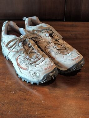 The North Face Tan Trail Sneakers with Orange Trim